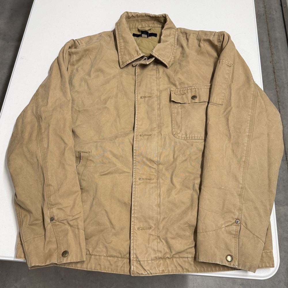 Gap Canvas harrington Jacket Mens L Tan Excellent Quilted Lined Workwear Coat